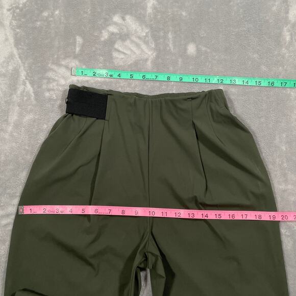 Aday Turn It Up Pants Small Green High Rise Stretch Travel Capsule Chic Pleated - Picture 11 of 13